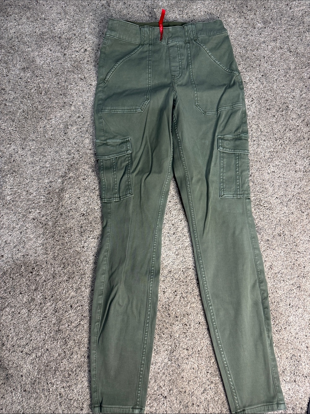 SPANX Olive Green Cargo Leggings with Red Drawcord